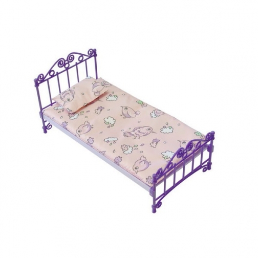 Кукольная кроватка с постельным бельем, фиолетовая Завод Огонек 37732670