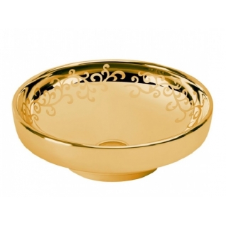 Раковина Vitra Water Jewels 40х40 см круглая золото с орнаментом