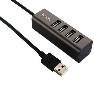 Переходник Hoco HB1 4-Ports HUB USBX4 Line machine (0.80мм) tarnish Графитовый