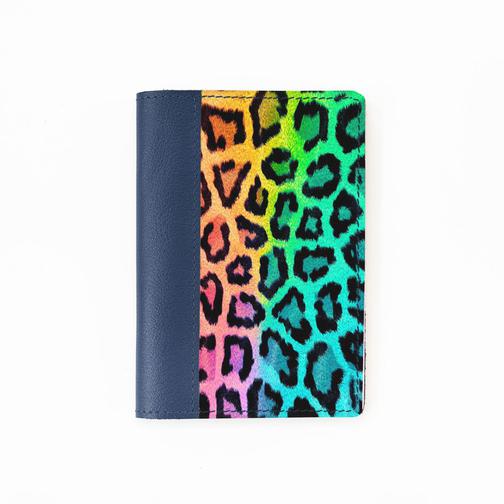 Обложка на паспорт комбинированная Леопард ,синяя белая вставка Russian Handmade (Глазов) 42502859 2