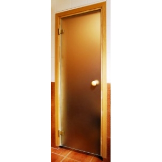 Дверь Бронза матовая 6мм, 7х19, коробка - сосна срощенная, ручка круглая