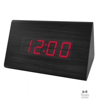 Perfeo Perfeo LED часы-будильник "Trigonal", чёрный корпус / красная подсветка (PF-S711T) время, температу