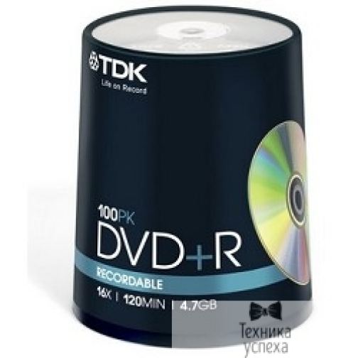 Tdk TDK Диск DVD+R 4.7Gb 16x Cake Box (100шт), DVD+R47CBED100, (t19504) 5799024