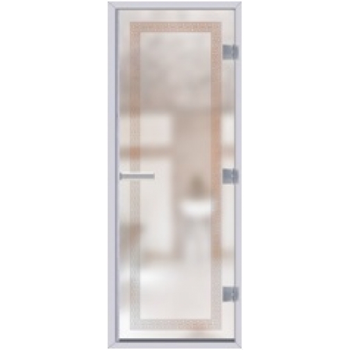 Дверь 60G для хамама (турецкой бани) 8х20, бесцветное матовое Меандр 2 рисунок прозрачный 37137873