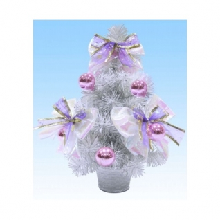 Новогодняя елка с шарами и бантами, белая, 30 см Snowmen