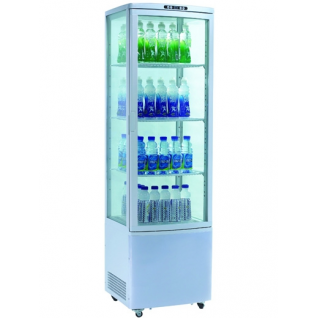 Gastrorag Холодильный шкаф витринного типа GASTRORAG RT-235W0…+12оС, 235 л, панорамный, 1 распашная стеклянная дверца, верхняя подсветка, 3 полки-решетки, цвет белый