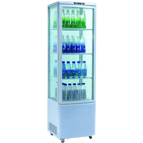 Gastrorag Холодильный шкаф витринного типа GASTRORAG RT-235W0…+12оС, 235 л, панорамный, 1 распашная стеклянная дверца, верхняя подсветка, 3 полки-решетки, цвет белый 9188532