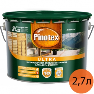 ПИНОТЕКС Ультра антисептик высокоустойчивый палисандр (2,7л) / PINOTEX Ultra высокоустойчивая декоративная пропитка по дереву палисандр (2,7л) Пинотекс
