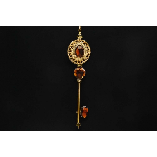 Украшение, Ключ, цвет золото с янтарем,12,7 см.,акрил 37652399