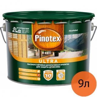 ПИНОТЕКС Ультра антисептик высокоустойчивый тик (9л) / PINOTEX Ultra высокоустойчивая декоративная пропитка по дереву дерева тик (9л) Пинотекс
