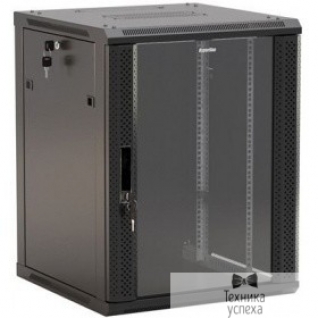 Hyperline Hyperline TWB-1266-GP-RAL9004 Шкаф настенный 19-дюймовый (19"), 12U, 650x 600х 600мм, стеклянная дверь с перфорацией по бокам, ручка с замком, цвет черный (RAL 9004) (разобранный)