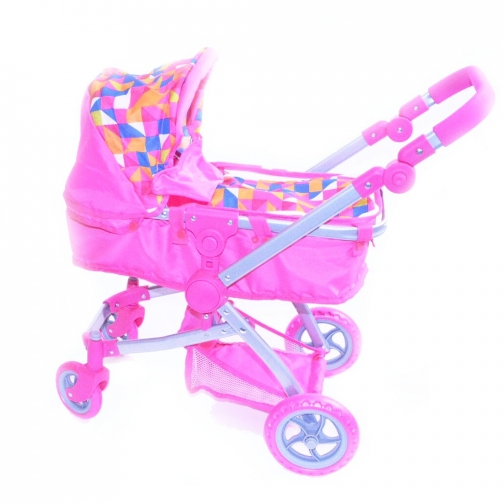 (УЦЕНКА) Коляска-трансформер для кукол с поворотными колесами, розовая Melobo 37714711