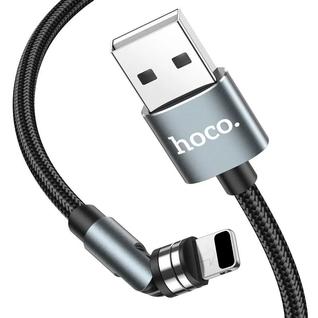 USB дата-кабель Hoco U94 Universal Magnetic + Rotating charging data cable for Lightning (1.2м) (2.4A) Черный