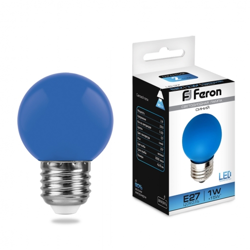 Светодиодная лампа Feron LB-37 (1W) 230V E27 синий 8164262