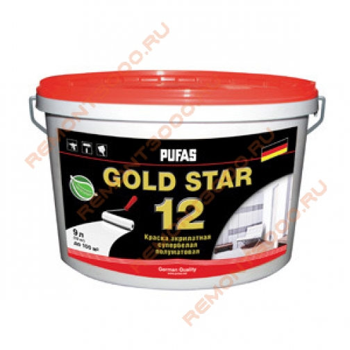 ПУФАС Gold Star 12 краска латексная полуматовая (9л) / PUFAS GoldStar 12 краска латексная полуматовая (9л) 2171193