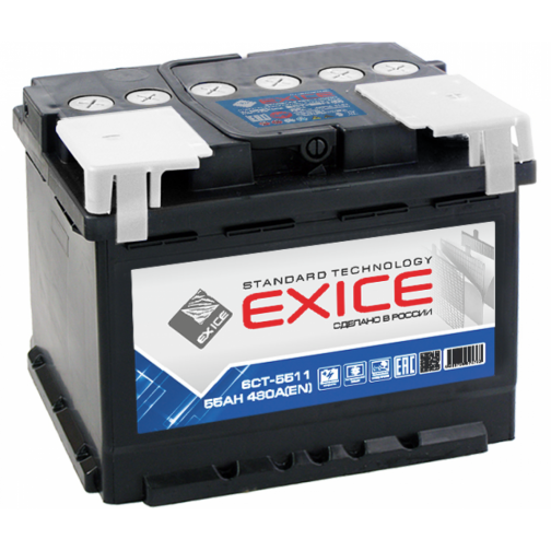 Аккумулятор EXICE STANDARD 6CT- 55N 55 Ач (A/h) прямая полярность - ES 5511 EXICE (ЭКСИС) 6CT- 55N 2060527