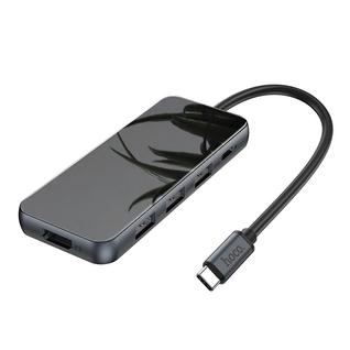 Переходник Hoco HB15 Easy Show 5в1 Type-C to USB3.0x3/ HDMI 4K/ PD 67W для MacBook Графитовый