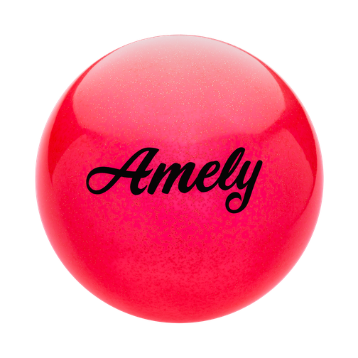 Мяч для художественной гимнастики Amely Agb-102, 15 см, красный, с блестками 42252913 1