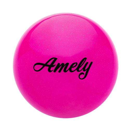 Мяч для художественной гимнастики Amely Agb-102, 15 см, розовый, с блестками 42252912