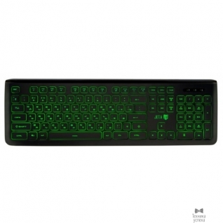 Jet.A Jet.A SlimLine K20 LED Black USB Проводная слим-клавиатура, с классической раскладкой и зелёной светодиодной подсветкой, 105 клавиш