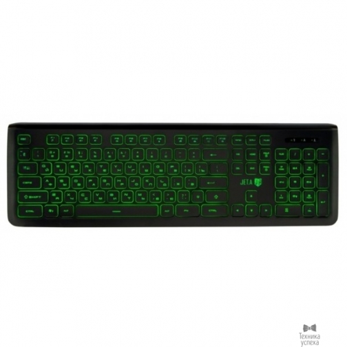 Jet.A Jet.A SlimLine K20 LED Black USB Проводная слим-клавиатура, с классической раскладкой и зелёной светодиодной подсветкой, 105 клавиш 7238560