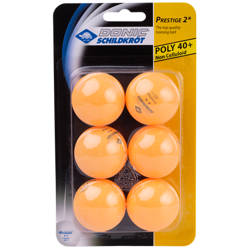 Мяч для настольного тенниса Donic 2* Prestige, оранжевый, 6 шт. 42300586 1