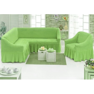Угловой Чехол на Диван+Кресло, светло-зеленый