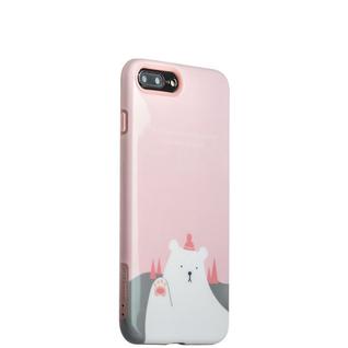 Набор iBacks Lady's 2-piece Suit - Приветствие Медведя зеркало&гребень&накладка для iPhone 8 Plus/ 7 Plus (5.5") - Розовый