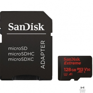 SanDisk Micro SecureDigital 128Gb SanDisk SDSQXAF-128G-GN6AA MicroSDXC Class 10 UHS-I, U3 Extreme, SD adapter