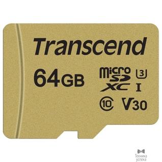 Transcend Micro SecureDigital 64Gb Transcend Class 10 TS64GUSD500S MicroSDXC Class 10 UHS-I U3, SD adapter