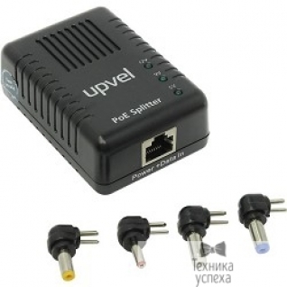 Upvel UPVEL UP-104GS Гигабитный POE сплиттер, выбор выходного напряжения с помощью переключателя 5 В (2 А), 9 В (1,1 А), 12 В (1 А), в коплекте 4 переходника питания