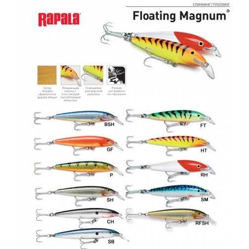 Воблер плавающий Rapala Floating Magnum FMAG18-HT (2,7м-3,3м, 18 см 40 гр) 37777438