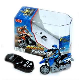 Мотоцикл р/у "Мото-гонщик" (свет, USB, на бат.), голубой, 1:43 Zhorya