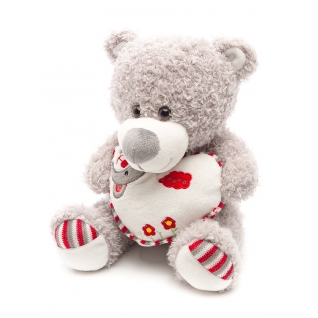 Мягкая игрушка "Серый медведь с сердцем", 26 см Maxitoys