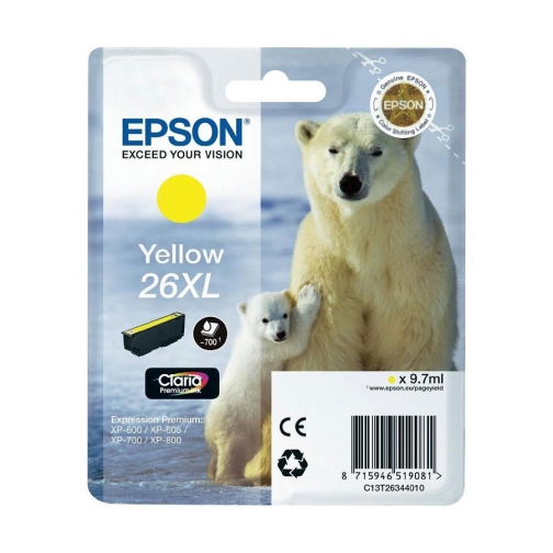Оригинальный картридж T26344010 для Epson XP-600, 700, 800 жёлтый, увеличенный, струйный 8299-01 850582