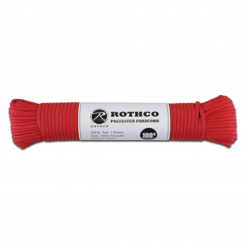 Rothco Паракорд 550 lb 100 фт. полиэстер красного цвета 5020701