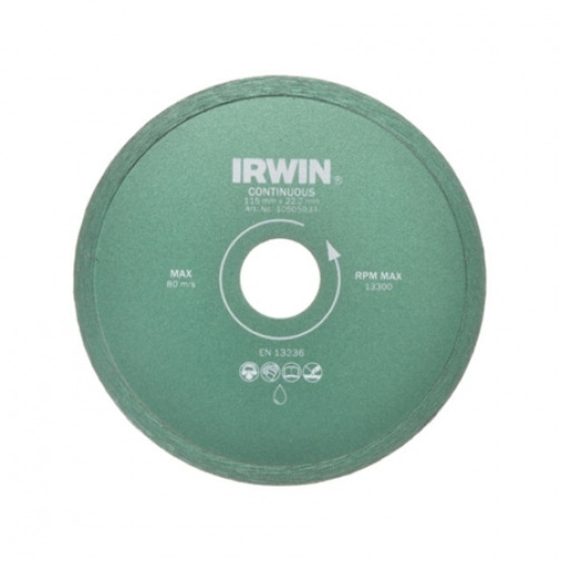 Диск алмазный Irwin 115/22,2 мм сплошной влажная резка 8185154