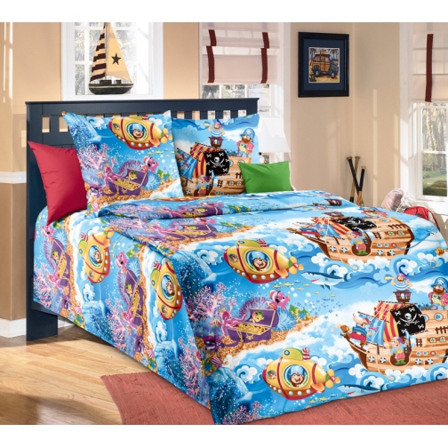 Комплект детского постельного белья 1,5-спальный Пираты, бязь 37659457 1