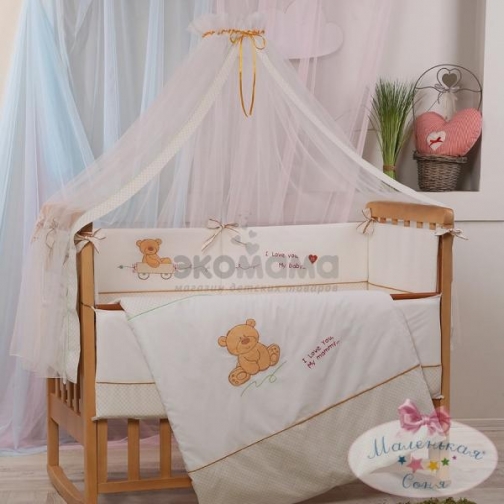 Комплект в кроватку Baby Dream Маленькая Соня 7 предметов - Мамми Беж Маленькая Соня 9201053