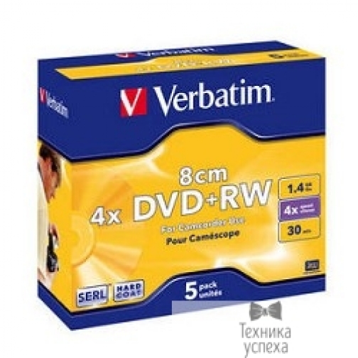 Verbatim Verbatim DVD+RW 4x, 1.4GB, 8см Mini DVD,5 шт. в уп-ке (Jewel Case) 43565/43564 6873107