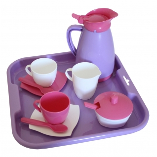 Набор детской посуды на 2 персоны "Алиса" с подносом, розовый Полесье