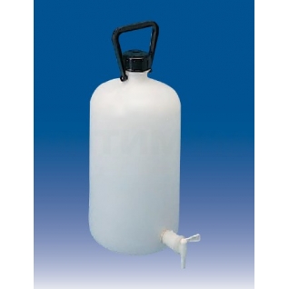 Емкость для общелабораторного применения (бутыль с краном), с завинчивающейся крышкой и ручкой, ПЭВД, 10 л, LAMAPLAST