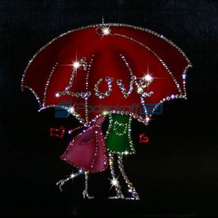 Картина "Красный зонт любви" со стразами Swarovski