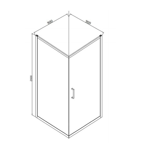 Душевой уголок BRAVAT Drop без поддона одна распашная дверь 900x900x2000 (BS090.2110A) 42639699 2