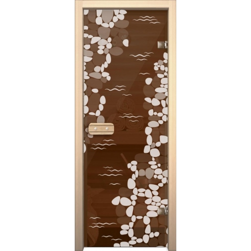Дверь для сауны АКМА Арт-серия GlassJet РУЧЕЙ 7х19 (коробка -осина/липа) 6011786