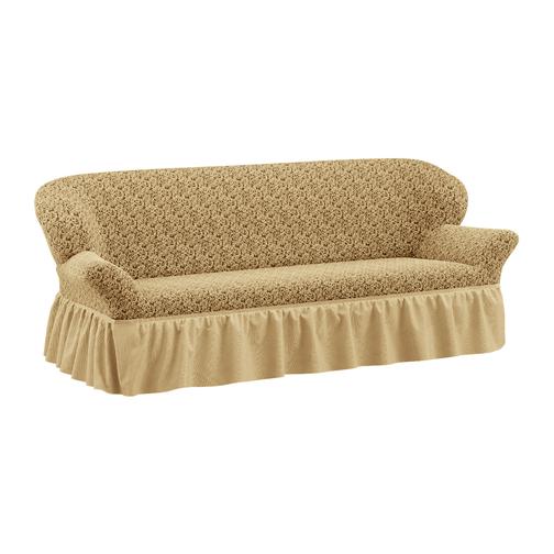 Чехол для трехместного дивана ПМ: Ми Текстиль Чехол на трехместный диван жаккард с юбкой 42790533 5