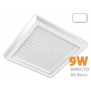 8W, накладной светильник, квадрат белый, прозрачное стекло, 220V, 48LED, 6400К, IP44, 11-13lm
