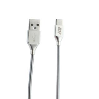 USB дата-кабель BoraSCO B-35103 в металлической оплетке 3A, QC 3.0 Type-C (1.0 м) Серебристый