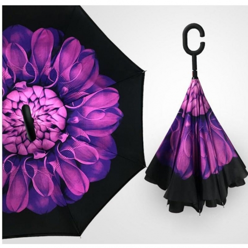 Обратный зонт наоборот Антизонт Фиолетовый цветок Umbrella 37697894