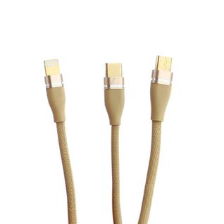 USB дата-кабель Innovation (O3IMT-OCTOPUS) 3в1 Lightning+MicroUSB+Type-C Cable 2A (1.2м) Бежевый